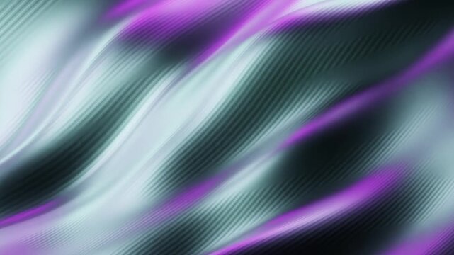 transforming waves iridescent glow video of dark purple and light teal on black background, 4k seamless looping