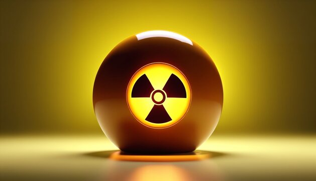 Glowing radioactive orb on yellow background