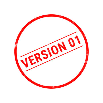 A bright red round stamp clearly shows version one with text running diagonally across a clean white background for easy identification