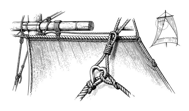 Glut Becket Thimble Sailing Rigging Technical Vintage Illustration