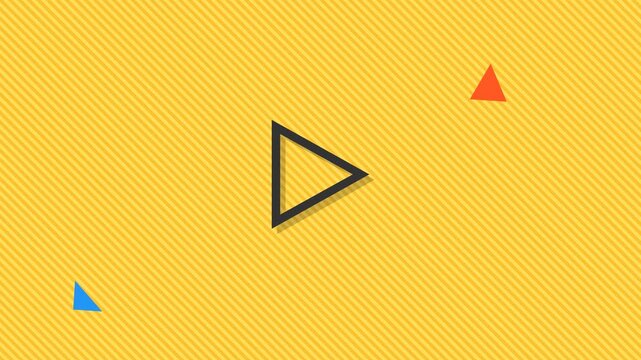 Abstract geometric background with play button on yellow backdrop