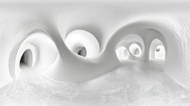 360 degree full panorama environment map of white abstract basement tunnel interior 3d render illustration.