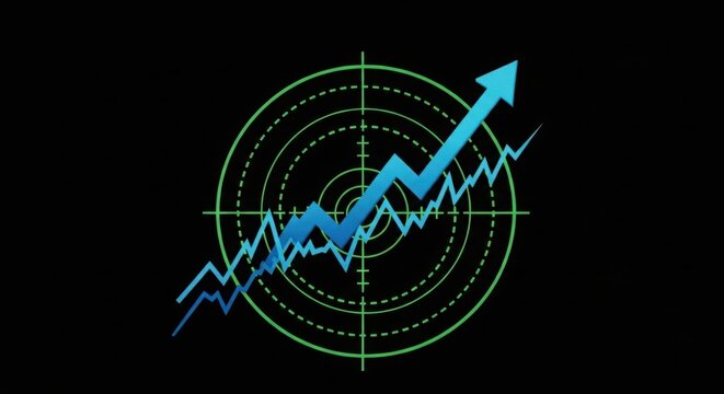 Blue upward stock market chart on radar illustration