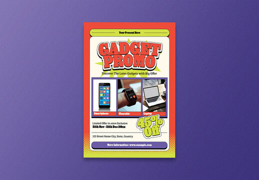 Orange Bold Retro Nostalgic Gadget Promo Flyer