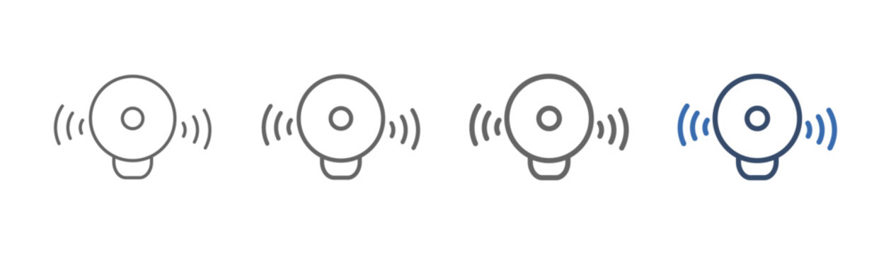 Alarm outline icon set with a bell design