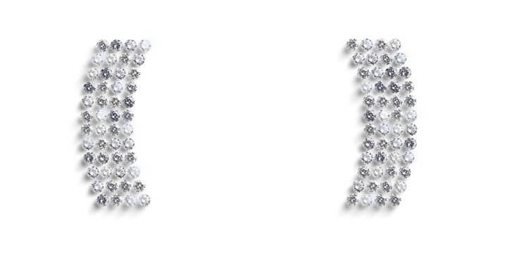 Sparkling diamond parenthesis symbols on white background, luxury gemstone punctuation marks, elegant crystal jewelry brackets for typography