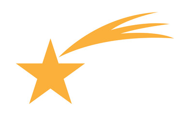Fototapeta premium Shooting star icon with yellow body and flying tail