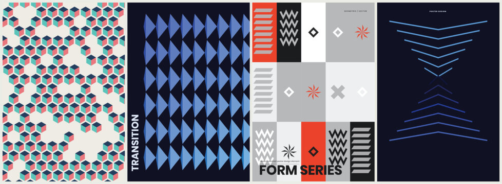 Geometric cube pattern with colorful facets and abstract design elements