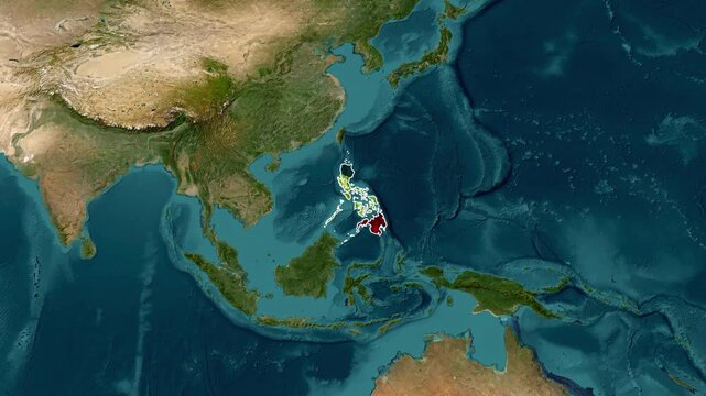 Philippines Map Animation with National Flag over Southeast Asia