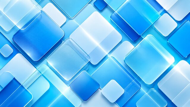 Abstract Blue Glass Squares Geometric Technology Background