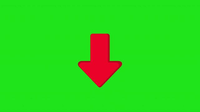 Down Arrow Direction and Navigation Symbol Animation Green Screen Background. 4K Resolution