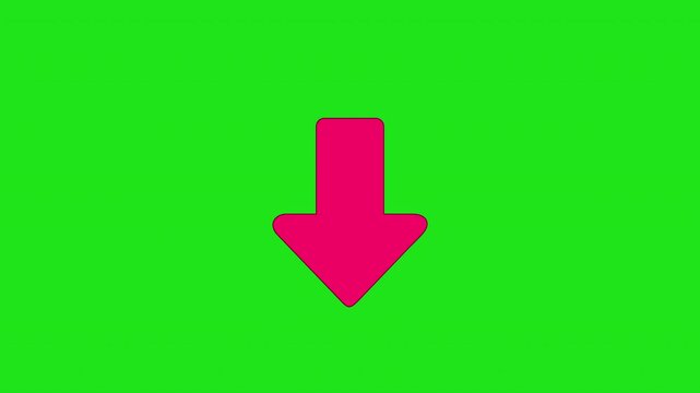 Down Arrow Direction and Navigation Symbol Animation Green Screen Background. 4K Resolution