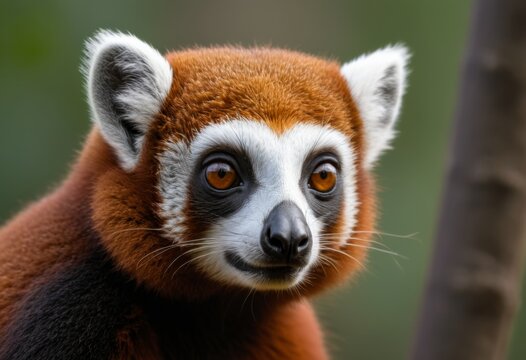 Close-up footage of a red-bellied squirrel and a red-haired lemur