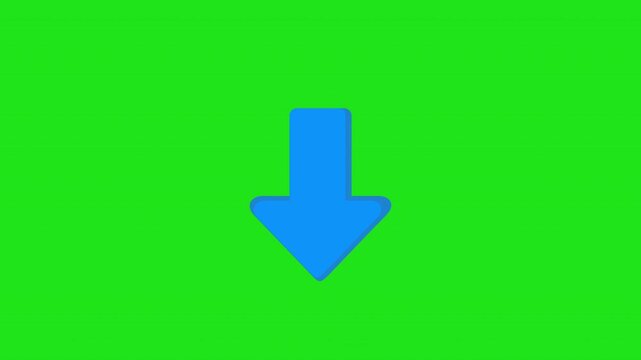 Down Arrow Direction and Navigation Symbol Animation Green Screen Background. 4K Resolution