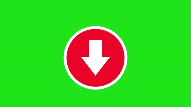 Down Arrow Direction and Navigation Symbol Animation Green Screen Background. 4K Resolution