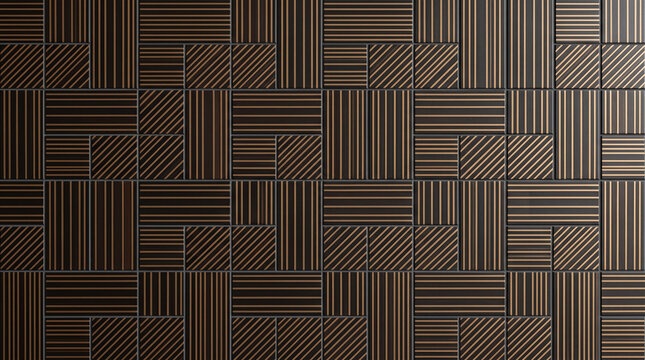 Dark Brown Geometric Striped Wood Panel Background