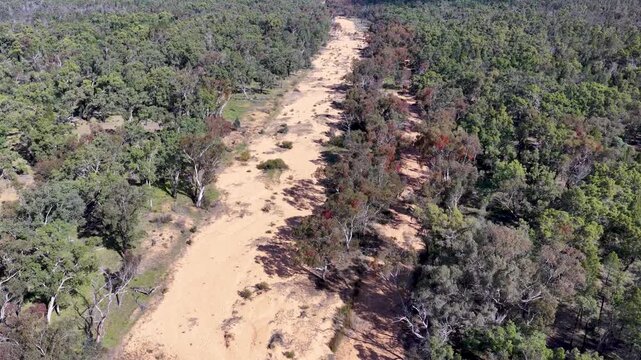 Aerial View of Sand Dune Surrounded by Australian Bushland Scrub