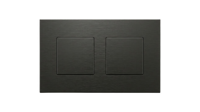 Modern black double light switch on transparent background
