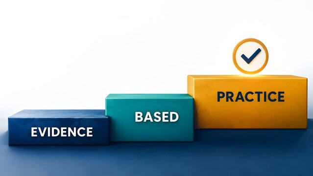 Evidence Based Practice Concept With Step Blocks And Checkmark Icon