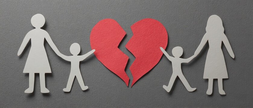 Symbolic family separation with broken heart.