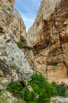 cliffside walkway known as the Caminito del Rey in the province of M&aacute;laga, Spain