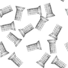 Obraz premium seamless pattern Ancient column illustration showing a classical doric style architectural element with fluted shaft and capital, representing history, support, and strength in outline vector art