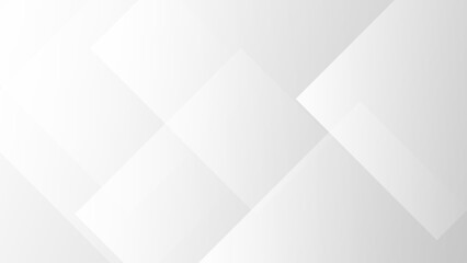 Obraz premium Abstract geometric white and grey background with subtle overlapping diagonal squares and soft gradient shadows