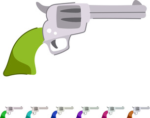 Obraz premium Revolver gun representing concepts of crime, security, law enforcement, western culture, danger, and self defense, presented in a simple, flat design for various applications