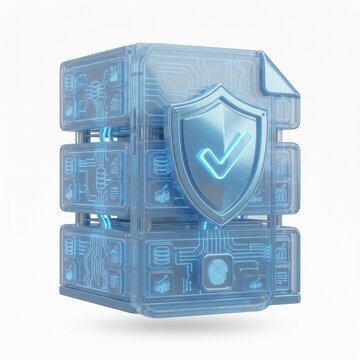 Blue glass smartphone icon with shield representing two-factor authentication and login security