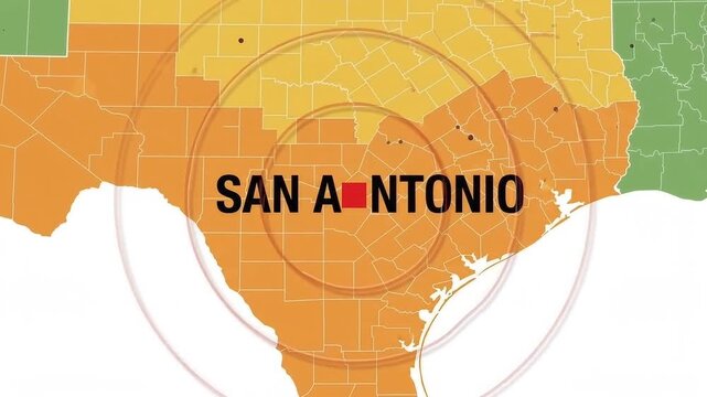 San Antonio Texas Map Animation Zooming In With Red Target Rings