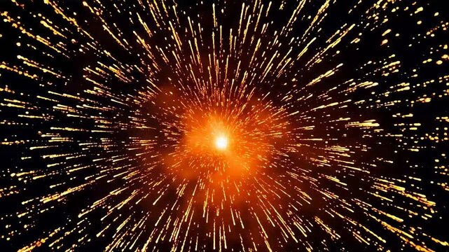 Digital yellow gold exploding firework illustration abstract background