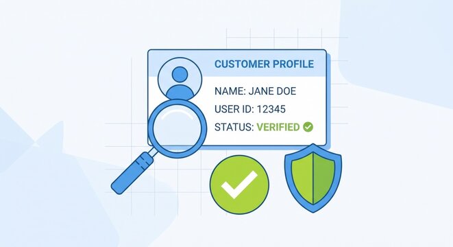 Know your customer concept with customer profile, identity verification, profile screening, and compliance controls.