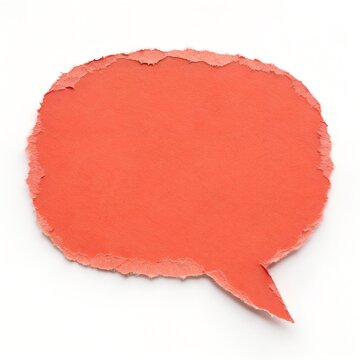 Red Torn Paper Speech Bubble Cutout on White Background