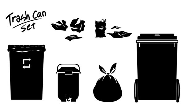 Trash can set 쓰레기통 음식물 쓰레기 쓰레기들 재활용 폐기 처리 휴지통 쓰레기봉투 쓰봉 음쓰봉