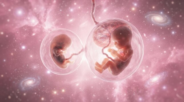 Fetuses in space cosmic background illustration illustration