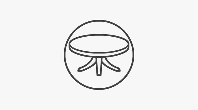 Elegant round table with three curved legs in simple line art style