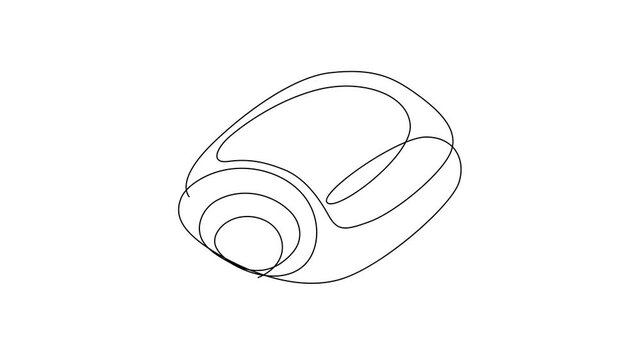Pain au Chocolat Continuous Line Drawing Animation on White Background