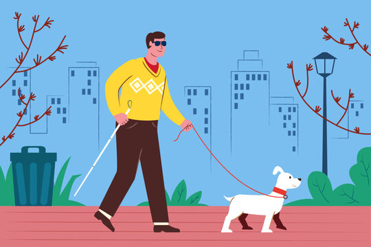 Blind Person And Guide Dog