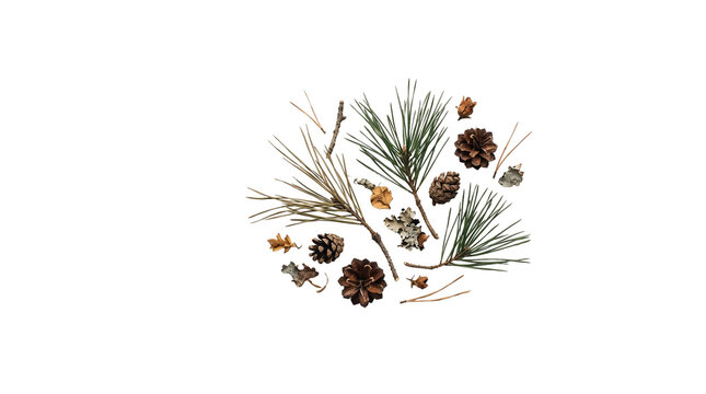 pine cones and needles pattern isolated background