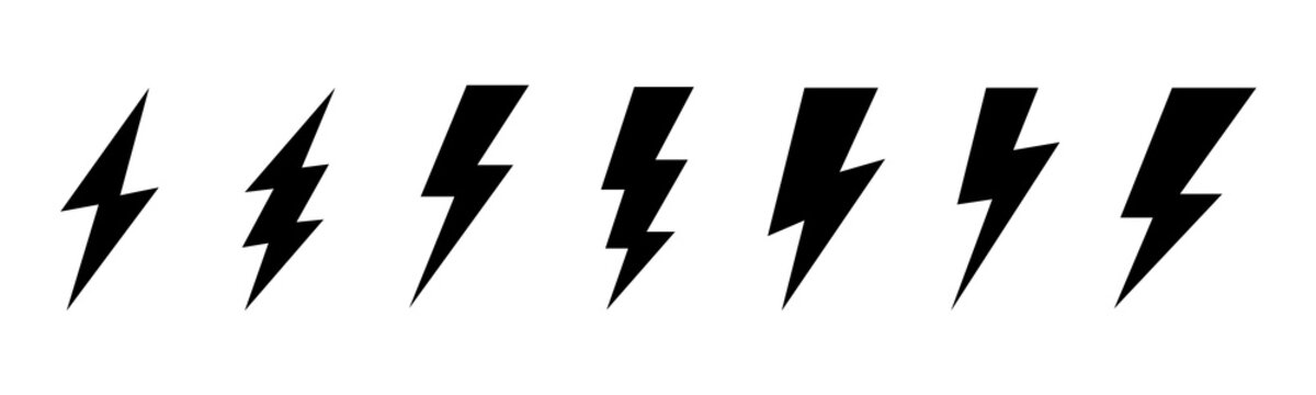 Lightening bolt vector icons