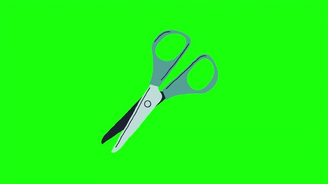 Scissors cutting tool vector illustration isolated on bright green screen background overlay.