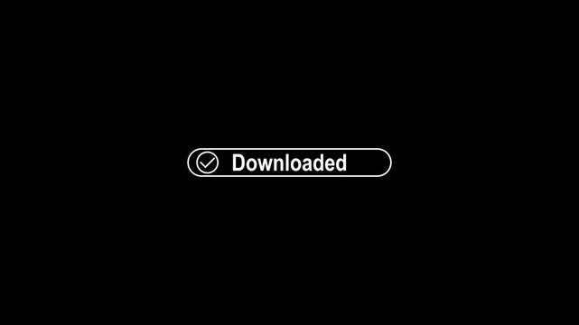 Minimalist downloaded button animation with checkmark on black background, motion ui