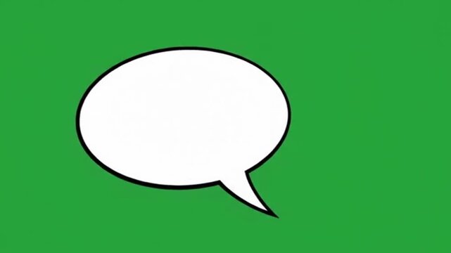 Blank white speech bubble graphic on a solid green background for customizable text overlays and creative communication design projects
