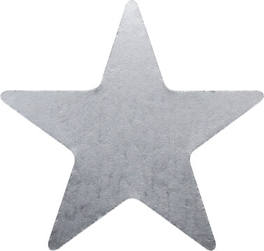 Silver Foil Star Sticker Isolated on White Background