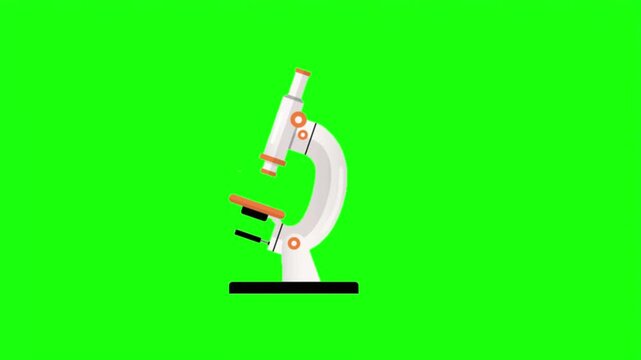 Scientific microscope vector illustration isolated on bright green screen background for video overlay.