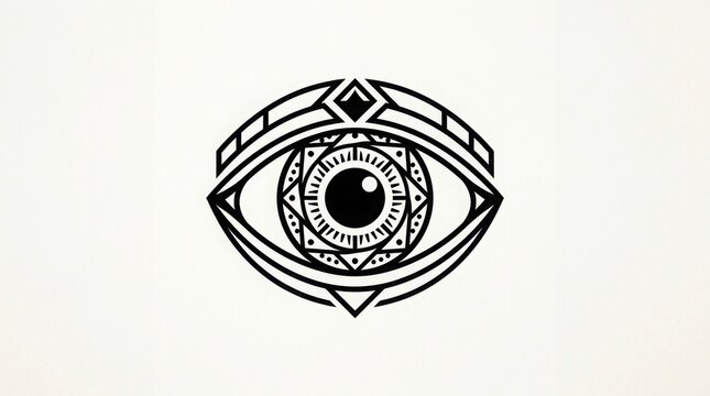 Minimalist eye symbol with geometric patterns for branding and logo design