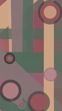 Layered rings and intersecting rectangles create a sophisticated muted composition in clay, olive, mauve, and beige, ideal for editorial layouts, branding, or contemporary interiors.