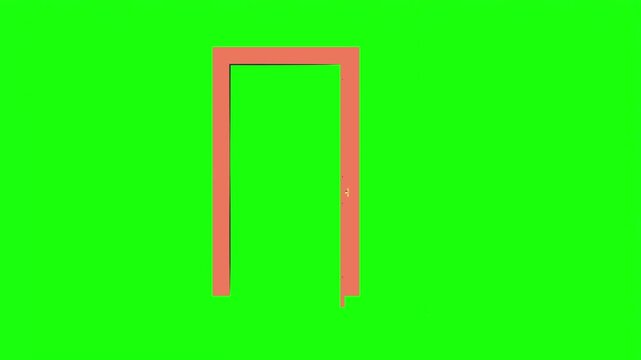Open wooden door illustration vector isolated on bright green screen background overlay.