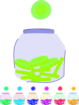 business coin jar cartoon. gold financial, growth deposit, finance tip business coin jar sign vector