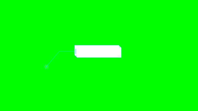 A professional 4K animated callout UI panel without text, featuring a sleek, modern white cyberpunk aesthetic oriented to the right. Rendered on a pure chroma key green background.